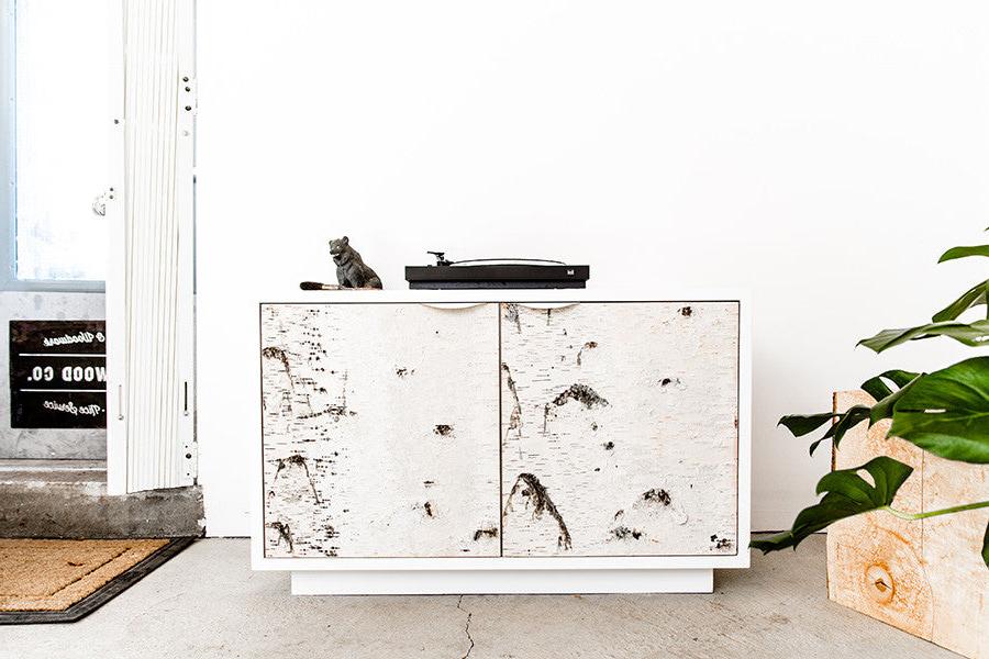 cabinet with birch bark doors